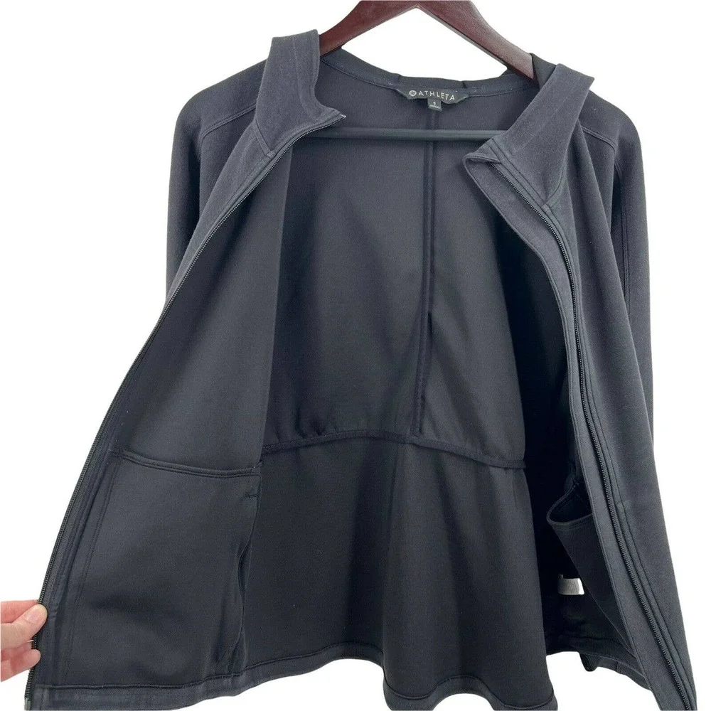 Athleta Black Zip‎ Front Knit Hoodie Size Small